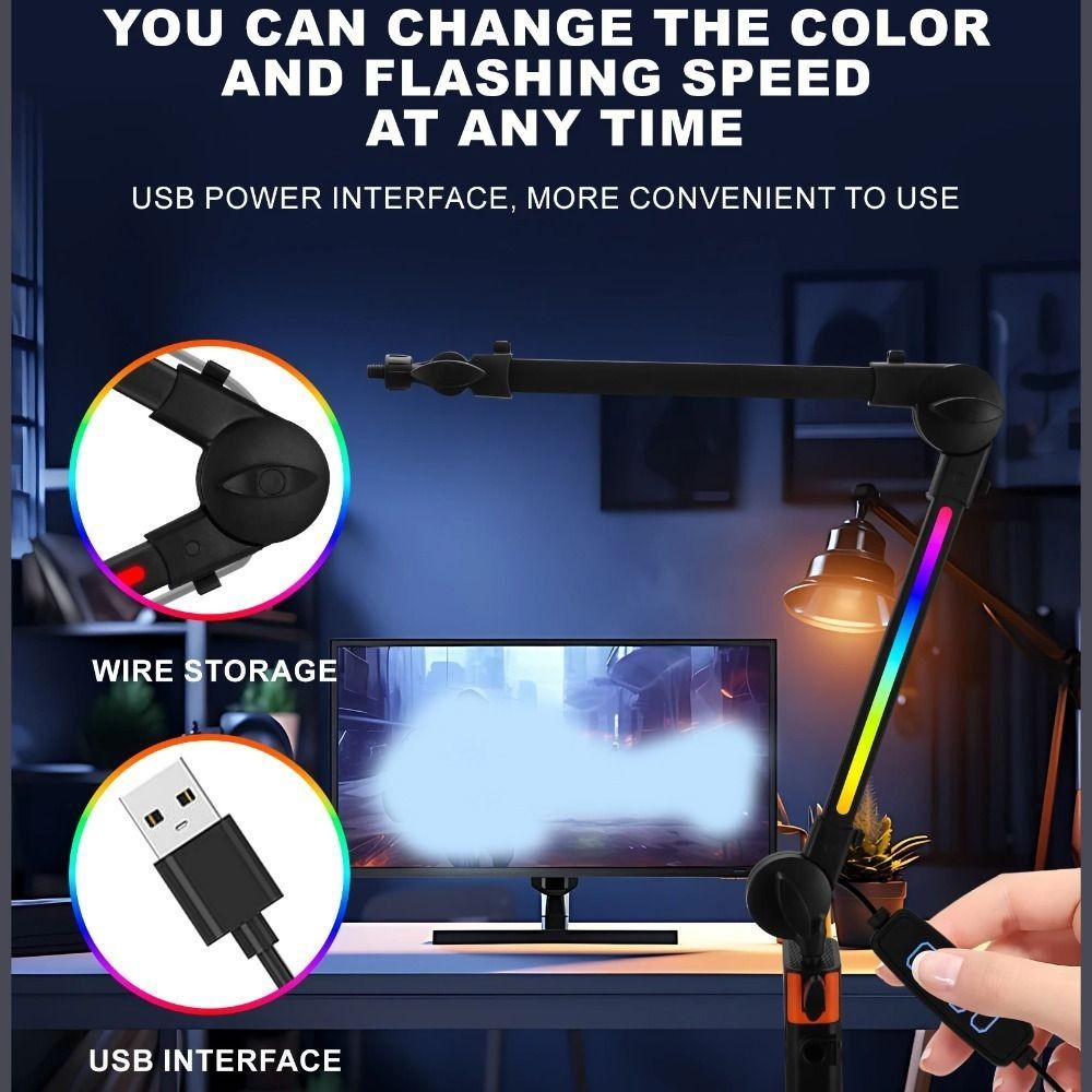 STABFOAM Chân đế Mic STABFOAM, 360° Xoay cánh tay có thể điều chỉnh Micro Boom Arm, Giá đỡ máy tính để bàn chắc chắn phổ thông cấp chuyên nghiệp Podcasting
