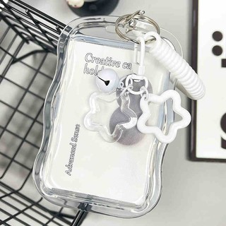 Giá đỡ Photocard bằng silicon mềm có móc khóa hình ngôi sao Vỏ trượt thẻ ID Vỏ bảo vệ