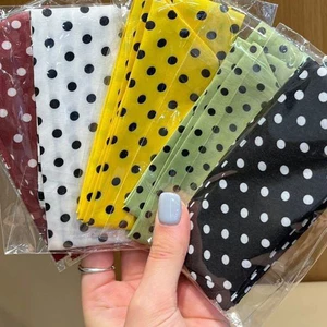 Retro Chấm Bi Khăn Lụa Dây Buộc Cổ Streamer