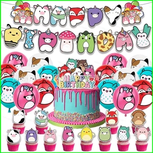 BH2 squishmallow Chủ Đề Trẻ Em Sinh Nhật Trang Trí Biểu Ngữ Bánh topper Bóng Bộ Cung Cấp HB2
