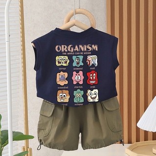 Mùa Hè Nguyên Chất Cotton Trẻ Em Áo Thun Không Tay Bé Trai Bé Gái Hoạt Hình Dễ Thương In Hình Áo Vest Bé Hàn Quốc Top