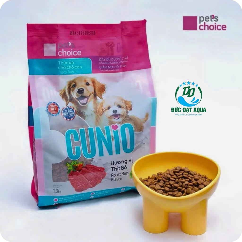hạt cho Chó con CUNIO 1.3kg combo 1 túi và 2 túi hương vị thịt bò hỗ trợ hệ tiêu hóa 8