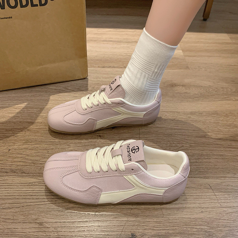 🔥Còn hàng🔥Giày sneaker nữ Giày phẳng lưới thoáng khí đế mềm và chống trượt Tím hồng xanh vàng