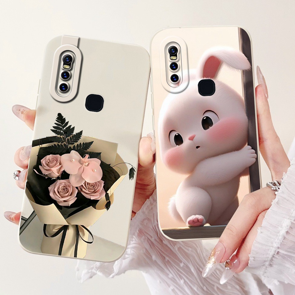 Ốp lưng Vivo 1819 Vivo V15 Cover Hoa thời trang sang trọng Kawaii Girl Vỏ điện thoại chống sốc hình mèo dễ thương