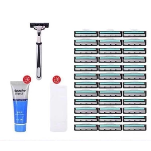 Dao cạo râu 2 lưỡi thế hệ mới KÈM 30 đầu thay tiện lợi Tặng Kèm 1 Tuýt Kem Tạo Bọt
