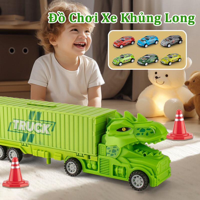 Đồ Chơi Xe Khủng Long, bộ đồ chơi nhiều con khủng long, Đồ chơi ô tô đường ray biến hình khủng long, đồ chơi cho bé trai