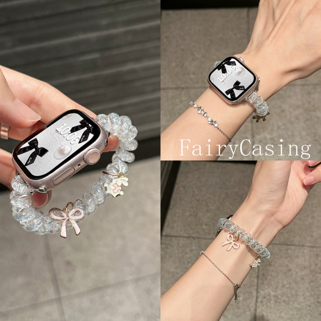 Dây đeo co giãn sáng bóng cho Apple Watch Series 10 46mm 42mm 40 44mm 45 38mm 9 8 7 6 5 cho vòng tay Iwatch Ultra2 49mm