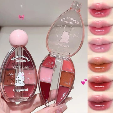 Sáu Màu Dâu Gương Thạch Son Môi Bảng Màu Hồng Gợi Cảm Son Bóng Bộ Dưỡng Ẩm Son Dầu Tint Với Bàn Chải Silicon
