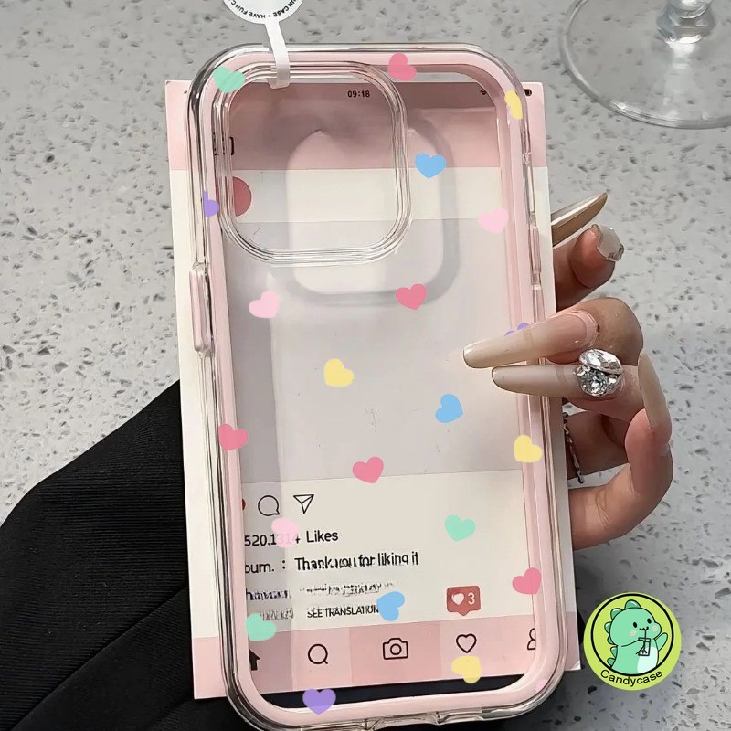 Ốp Điện Thoại 2 Trong 1 Cho Xiaomi 15 15S 14 13T 13 12 12S 12X Mi 11X 11i Civi 5 4 Pro 3 5G 4G Vỏ Sang Trọng Dễ Thương Trái Tim Tình Yêu Trong Suốt Chống Rơi Vỏ Mềm