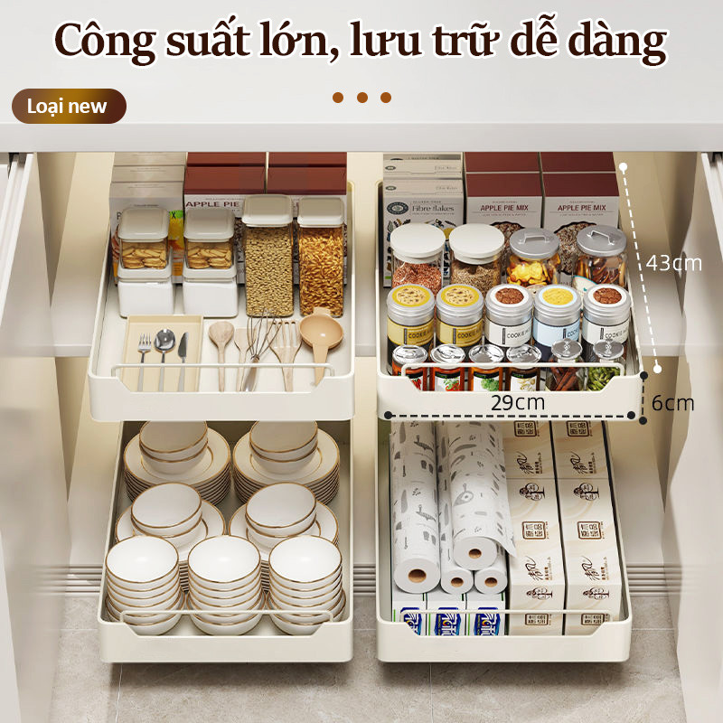 Lifinity Kệ Đựng Gia Vị & Bát Đĩa Ngăn Kéo Trượt Mượt Tiết Kiệm Không Gian Chống Rung Lắc, Dễ Dàng Kéo Ra Đẩy Vào