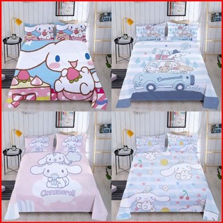 G13 Sanrio Cinnamoroll 3in1 Bộ chăn ga gối ga trải giường Vỏ chăn ký túc xá có thể giặt thoải mái Bộ đồ gia đình G13