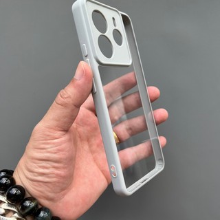 Ốp Điện Thoại Acrylic Cứng + TPU Chống Vàng Cho VIVO VIVO V50 V40 V30 Lite PRO V25E V27 V29 V29E V23E V30E V21 4G 5G Vỏ Trong Suốt Màu Xám
