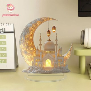 Đồ trang trí tháng Ramadan PWSSEND, Quà tặng bàn tiệc tại nhà Lễ hội Ramadan 2D Lâu đài mặt trăng Acrylic, Chất lượng cao 2025 Eid Al-fitr Mubarak Ramadan Quà tặng trẻ em