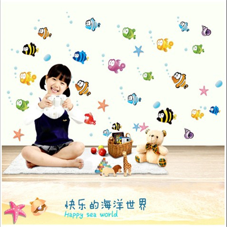 AY618 Zhonglan Hoạt Hình Thế Giới Dưới Nước Phòng Tắm Vệ Sinh Phòng Trẻ Em Nền Trang Trí Có Thể Tháo Rời Chống Thấm Nước Dán Tường