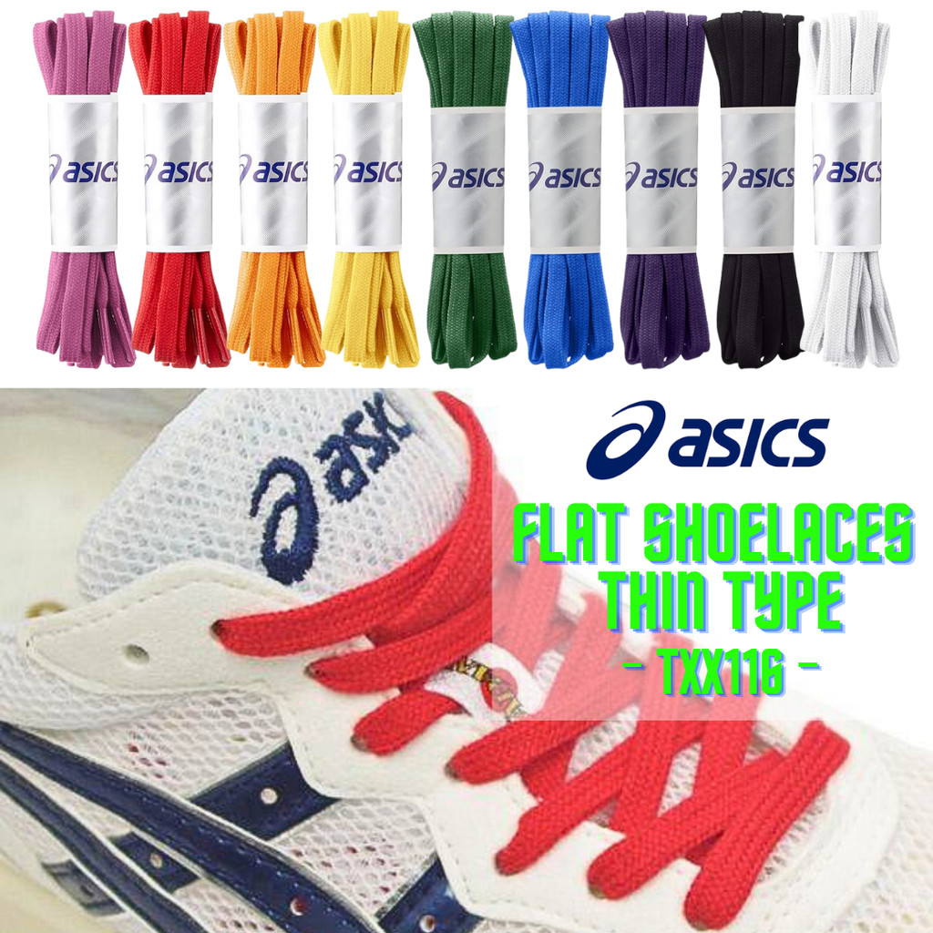 ASICS Flat Shoelaces * Slim Type A - Red 100cm ㅤDirect From Japan