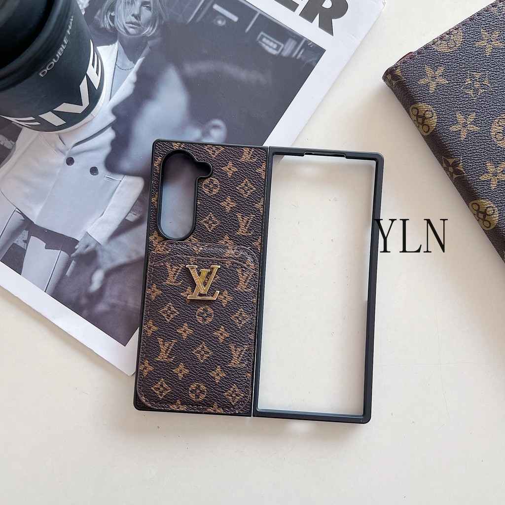 Ốp điện thoại gập lưng PU Leathe sang trọng cho Samsung Galaxy Z Fold 2 3 4 5 6 7 Vỏ phong cách cổ điển sang trọng cho Z Fold7 Với giá đỡ thẻ sang trọng Vỏ bảo vệ chống sốc