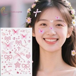 Csndices 1 Miếng Dán Mặt Tình Yêu Ngọt Ngào Màu Hồng Nơ Đỏ Dán Trang Trí Trang Điểm Có Keo Dán Mặt Sau Traceless Sticker * VN
