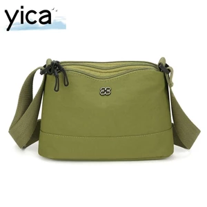 Túi đeo vai nữ YICA, Túi đeo chéo phong cách thông thường màu trơn, Vải Nylon mềm Túi Tote nhiều túi dành cho sinh viên