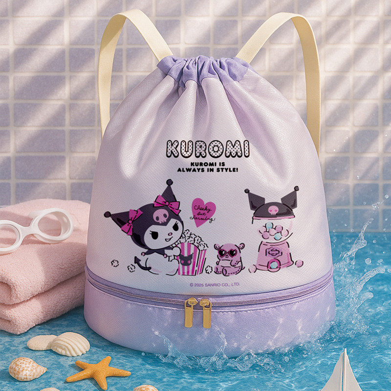Túi bơi chống nước Hello Kitty & Kuromi & MyMelody - Ba lô riêng ướt / khô dễ thương cho bãi biển, bể bơi (Thiết kế mới 2025)