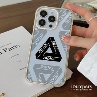 ibumpers Ốp Điện Thoại iPhone Palace Ván Trượt Họa Tiết Tam Giác Cho IPhone 11 12 13 14 15 16 Pro Max Ốp Lưng Acrylic Trong Suốt Viền Màu Tinh Khiết