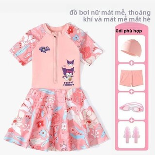 Đồ bơi liền thân Kuromi & Frozen cho bé gái – Chống nắng, khô nhanh, kèm phụ kiện