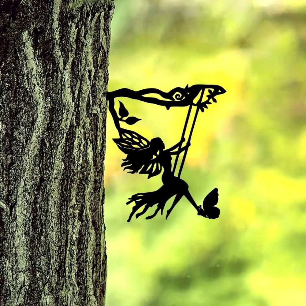 Swing Elf Metal Wall Art Decor cho sân vườn tại nhà Tượng ngoài trời
