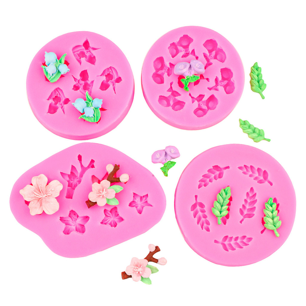 Daisy Lily of the Valley Hoa Mai Đào Hoa Khuôn Silicon DIY Flower Series Chocolate Nướng Bánh Trang Trí Hương Liệu Thạch Cao Nhựa Khuôn