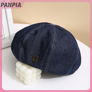 PNPIA-Denim Beret Nữ Mỏng Trơn Hình Bát Giác Newsboy Anh Retro Internet Người Nổi Tiếng Nữ Họa Sĩ Tour Chống Nắng Mũ
