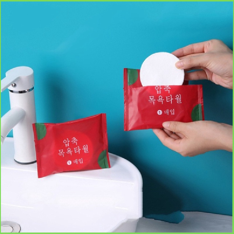 Khăn Tắm Nén Du Lịch, Khăn Cotton Dạng Nén Tiện Lợi, Khử Trùng Đảm Bảo Vệ Sinh Khi Đi Dã Ngoại