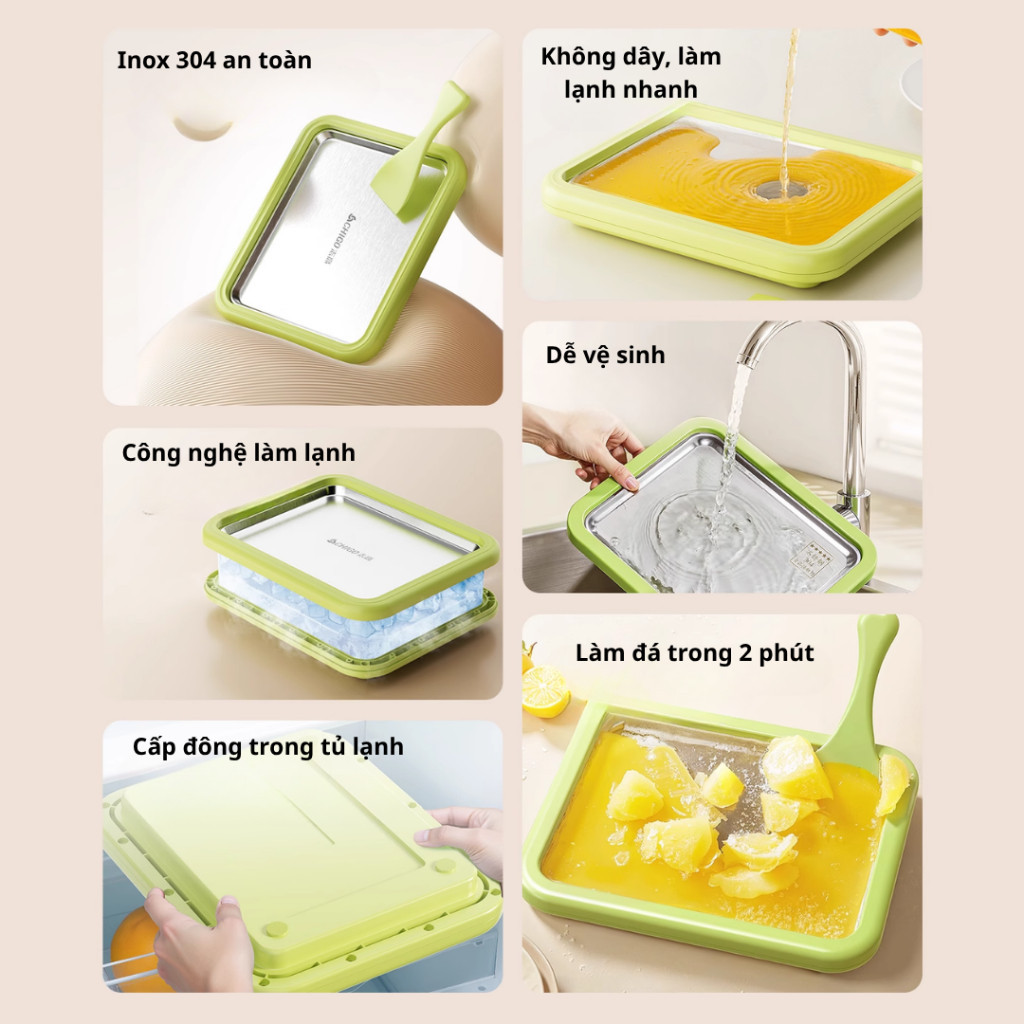 Máy Làm Kem Cuộn Mini Cho Bé Tại Nhà Không Dùng Điện Inox 304 An Toàn Làm Kem Trong 2 Phút