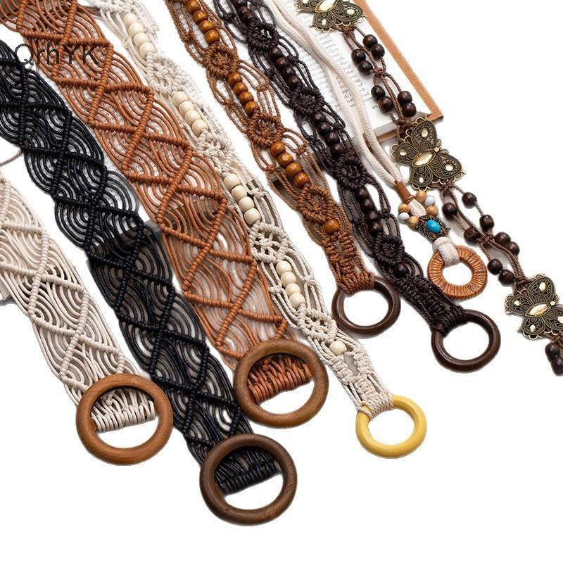 Thắt lưng bohemian dây thừng dân tộc retro, phong cách Hàn Quốc - phụ kiện thời trang