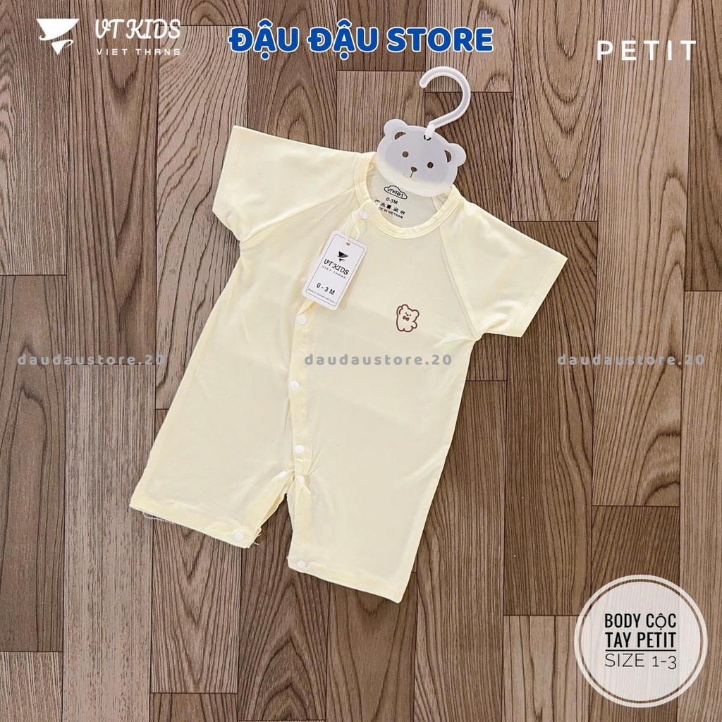 Set 2/3 Body Cộc Tay Thun Petit Màu VT Cúc Bấm Vạt Chéo Sơ Sinh mềm mịn cho bé trai bé gái 3-9kg VT-BDC07 Đậu Đậu Store