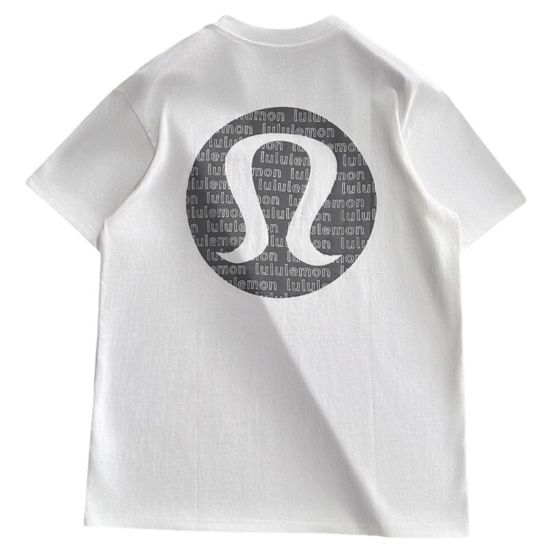 Áo thun ngắn tay mùa hè mới của Lululemon làm bằng cotton nguyên chất in logo chữ, thương hiệu thời trang mùa hè dành cho nam và nữ