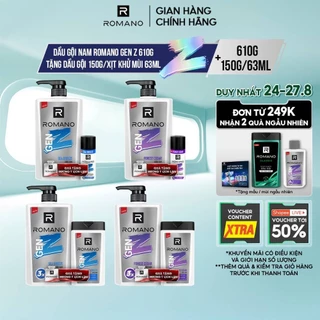 [TẶNG Chai 150G/Xịt 63ml] Dầu gội nam Romano Gen Z hương Sea Breeze/Forest Cedar 610g/chai (Tặng mùi ngẫu nhiên)