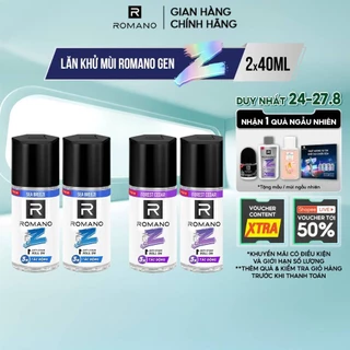 [SẢN PHẨM MỚI] Combo 2 Lăn khử mùi nam ngăn vệt ố vàng Romano Gen Z ( 40ml x 2 )