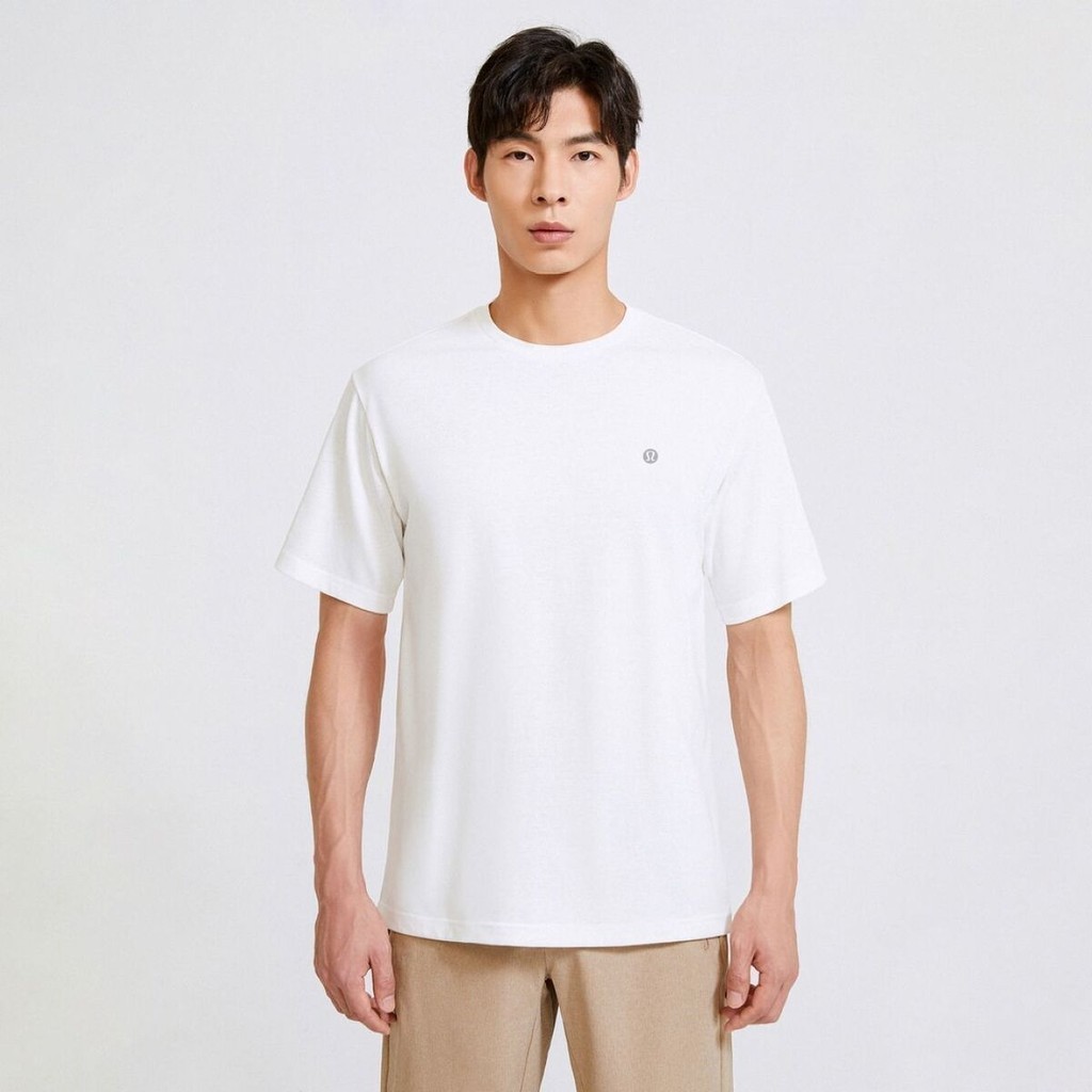 Lulululem Phong Cách Mới Nam Cotton Nguyên Chất Thoải Mái Thoáng Khí Phù Hợp Với Cổ Tròn Ngắn Tay Áo Thun