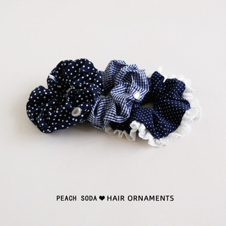 MISMEMO Pháp Retro Xanh Hải Quân Chấm Bi Scrunchy Nhẫn Tóc Niche Thiết Kế Cao Cấp Thấp Đuôi Ngựa Đầu