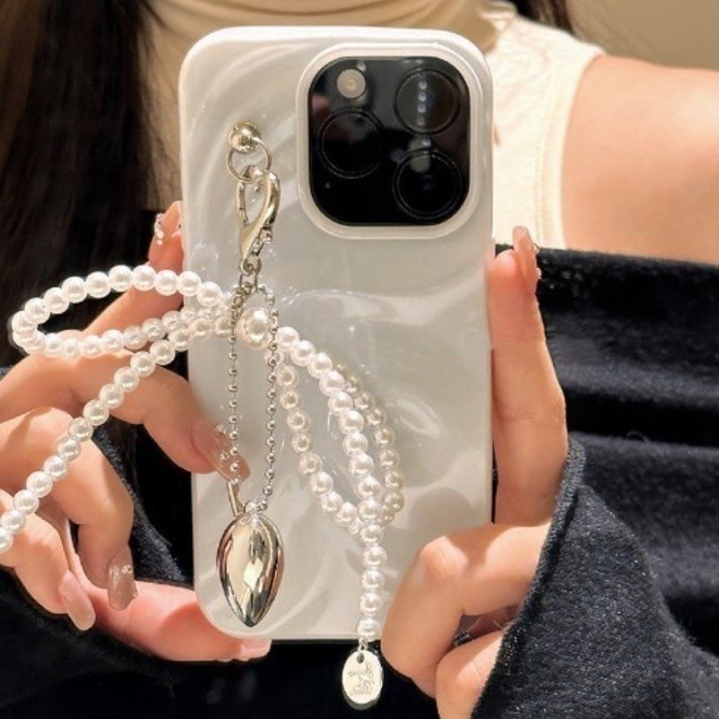 Y2K Màu Hồng Ribbon Bow Pearl Backpack Mặt Dây Chuyềns - Móc Khóa Sáng Tạo/Điện Thoại Di Động Mặt Dây Chuyền