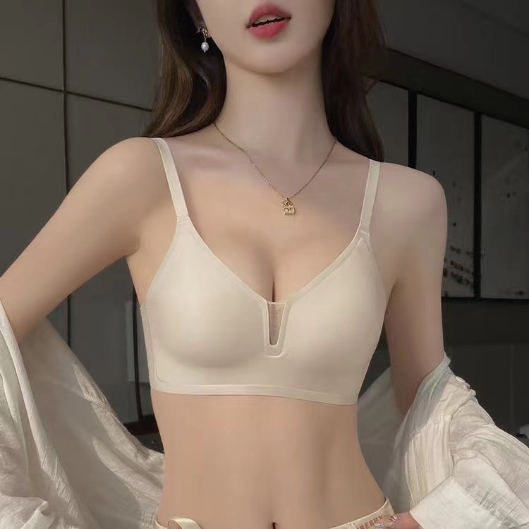 Cốc cố định mới liền mạch đồ lót nữ tập hợp ngực nhỏ, không có dây lót, ngực kín, cốc không chạy tích hợp, áo ngực cốc mỏng