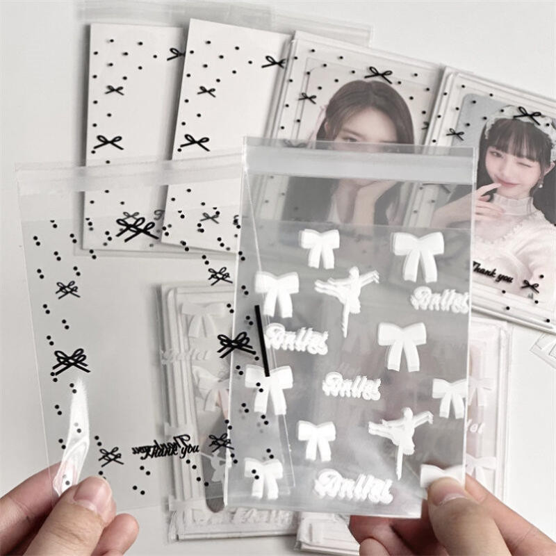 Linxx 50 Chiếc Đen Ba Lê Niêm Phong Túi Toploader Tay Áo Photocard Bao Bì Túi Tự Dính