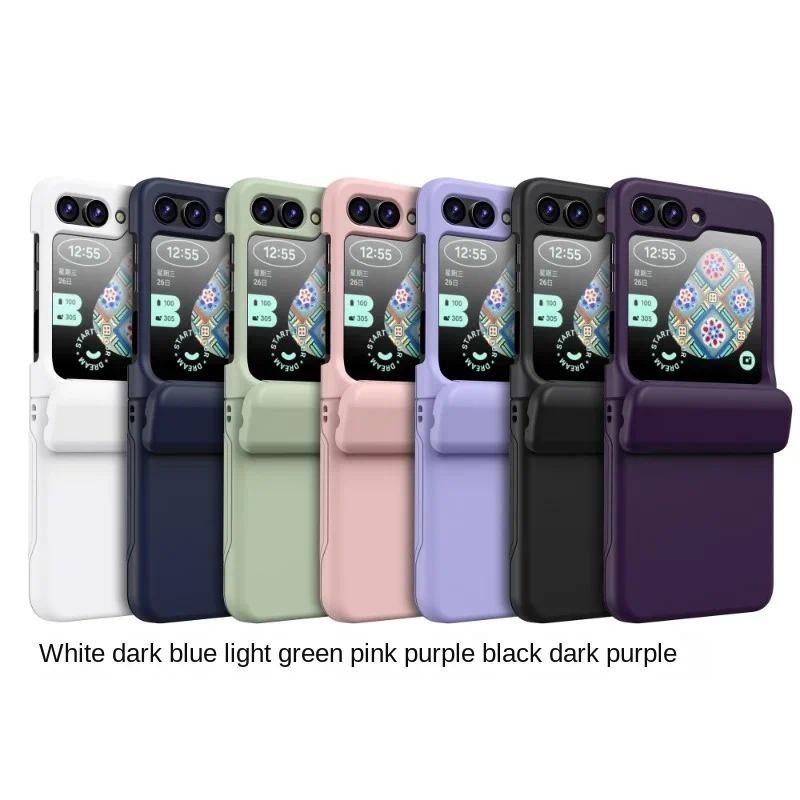 Bản lề đầy đủ bằng nhựa có ngăn đựng thẻ Vỏ điện thoại cho Samsung Galaxy Z Flip 6 5 4 3Flip6 Flip5 Flip4 Flip3 5G Vỏ chống sốc