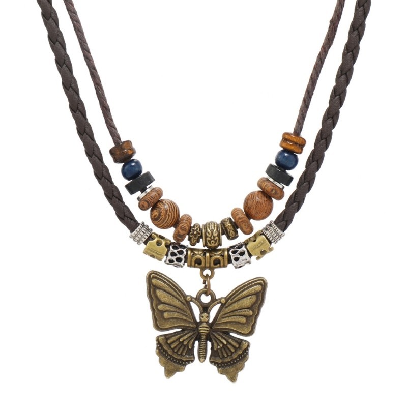 Vic Bướm Charm Choker Handmade Nhiều Lớp Dây Đeo Cổ Có Thể Điều Chỉnh Chiều Dài Xương Đòn Dây Chuyền Trang Sức Cho Người Hâm Mộ Thời Trang