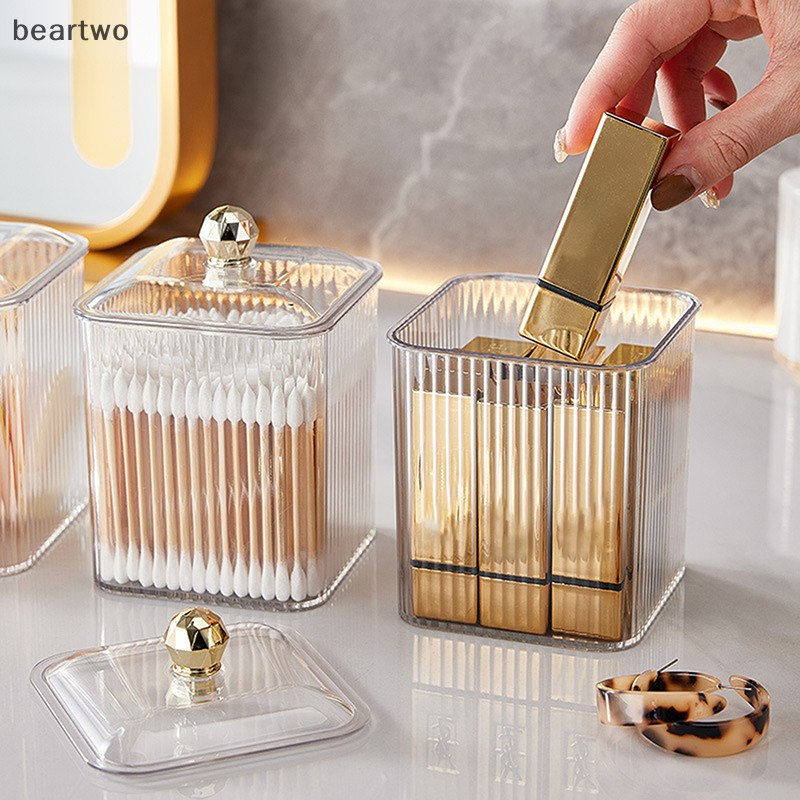 < Beartwo > Hộp đựng khăn bông trong suốt Hộp đựng đồ trang điểm Hộp đựng khăn bông Hộp đựng mỹ phẩm Hộp đựng lọ đựng đồ trong phòng tắm Đẹp