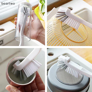< Beartwo > 1 Bàn Chải Vệ Sinh Tay Cầm Dài Bình Sữa Thủy Tinh Ống Vệ Sinh Bàn Chải Nhựa Làm Sạch Đĩa Dụng Cụ Nhà Bếp Gia Đình Đẹp