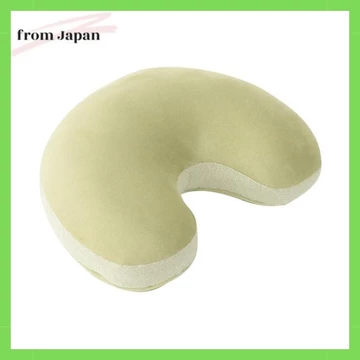 Title: Ikehiko Cushion Plain Cushion for Sitting, Seate, Irregular Waist Support "Pom" Green, , Pastel Suede-like Texture Soft and fluffy, cute and subtle Year-round, all-season bean-shaped cushion #1