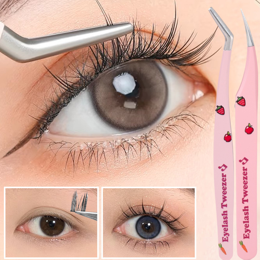 Dụng cụ trang điểm mắt chuyên nghiệp - 7 loại Nhíp lông mi giả - Nhíp hỗ trợ bằng thép không gỉ màu hồng - Kẹp lông mi - Chống tĩnh điện, Độ chính xác cao - Để mở rộng lông mi