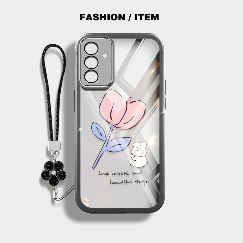 YBD Phim Hoạt Hình INS Phong Cách Ốp Lưng Điện Thoại Samsung Galaxy A56 A26 A16 A55 A35 A13 A04S A05S A14 A15 A24 A25 A34 A54 4G 5G Đơn Giản Họa Tiết Thỏ Hoa Tulip Vỏ Trong Suốt