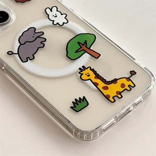 Ins Hàn Quốc Vỏ Trong Suốt Động Vật Dễ Thương Vườn Thú Cho Iphone 8Plus 12mini 13mini 16promax Xs XR XSMAX 11pro Max 16pro 12 13 14 15 Pro Max Ốp điện thoại Mềm 14promax Trường Hợp