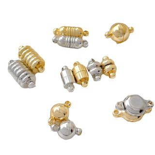 Móc khóa nam châm hamburger hình tròn/ống bằng đồng mạ vàng giữ màu, phụ kiện kết nối ngọc trai DIY