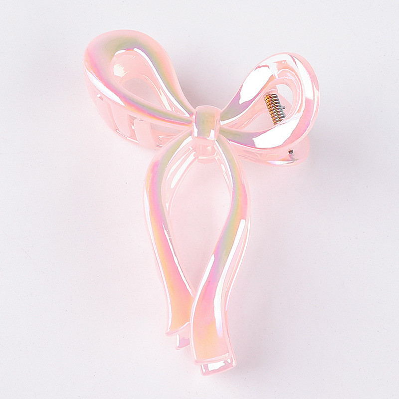[Yunyuan] Gương lấp lánh Peach Pink Nữ Nơ Tóc Màu Thạch Ba Chiều Phụ Kiện Tóc Nữ Dễ Thương